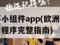 欧洲杯小组件app(欧洲杯小组赛应用程序完整指南)